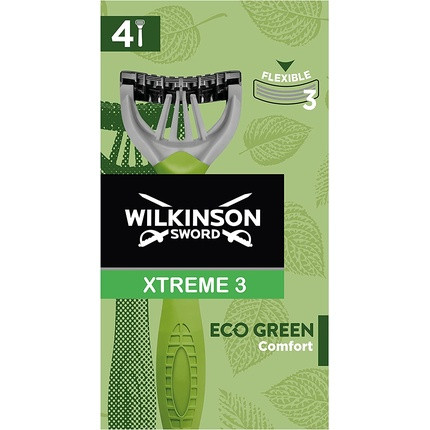 Wilkinson Sword Xtreme 3 Eco Green Disposable Razor Man Eco-Friendly and Recyclable 70g - Pack of 4