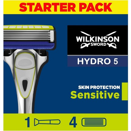 Wilkinson Sword Hydro 5 Skin Protection For Men Hydrating Gel and Precision Trimmer Razor Handle 4 Blade Refills 4 Piece Set