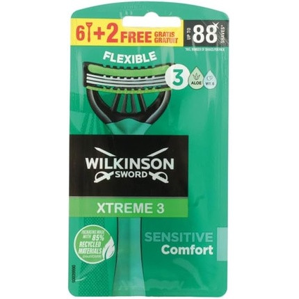 Wilkinson Extreme3 Sensitive Razor 6+2 - Pack of 8