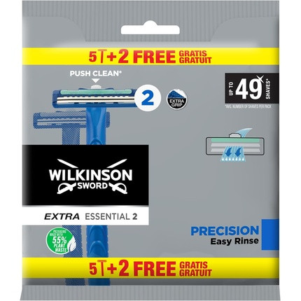 Wilkinson Sword Extra 2 Precision Disposable Razors for Men Non-Slip Handle and Cleaning Button