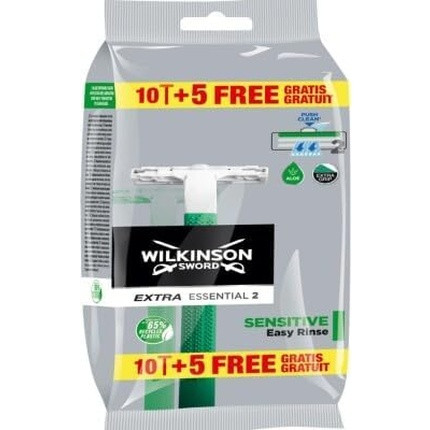 Wilkinson Extra 2 Sensitive Disposable Razor 15 Count - Pack of 15