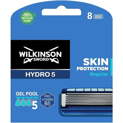 Wilkinson Sword Hydro 5 Razor Blades for Men 8 Razor Blade Refills with Hydrating Gel and Precision Trimmer