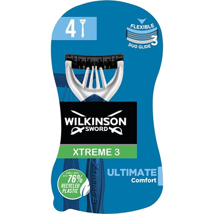 Wilkinson Sword Xtreme 3 For Men Ultimate Comfort with Aloe Vera Disposable Razors 4 Count