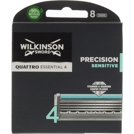 Wilkinson Sword Quattro Titanium Sensitive Refill Razor Blade Cartridges - Pack of 8