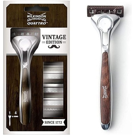 Wilkinson Quattro Vintage Razor + 4 Replacement Blades