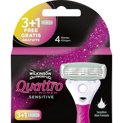 Wilkinson Sword Quattro for Women Sensitive Razor Blades 4 count