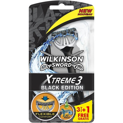 Wilkinson Sword Xtreme 3 Black Edition Disposable Razor 3 Pieces + 1 Free