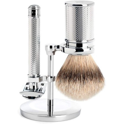 MÜHLE Chrome Silvertip Badger/Safety Razor Shaving Set - No Blades Included