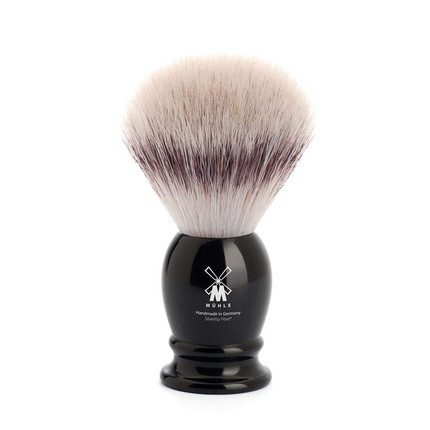 MÜHLE CLASSIC Shaving Brush with Silvertip Fibre Medium Black Resin Handle - Handmade Vegan