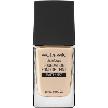 Wet 'n' Wild Photo Focus Foundation Matte High-Coverage Foundation with Light-Adjusting Complex Matte Finish Vegan Nude Ivory