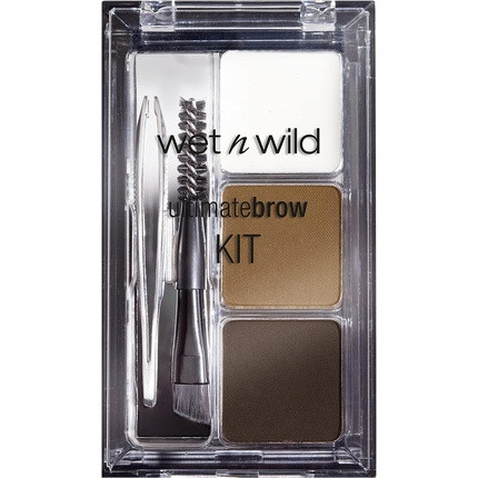 Wet 'n' Wild Ultimate Brow Kit Eyebrow Kit to Shape Define and Fill the Eyebrows 1 Brow Wax 2 Fixing Powders 1 Brush and 1 Tweezers Vegan Product Ash Brown