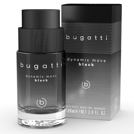 Bugatti Dynamic Move Black Men's Perfume 100ml - Oriental Woody Eau de Toilette - Sensual and Strong Combination of Cashmere Wood, Musk, and Lychee - Fruity, Fresh, and Woody-Warm