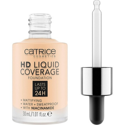 Catrice HD Liquid Coverage Foundation 002 Porcelain Beige 30ml - Waterproof and Sweatproof for 24 Hour Wear