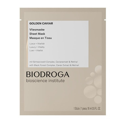 BIODROGA Bioscience Institute Golden Caviar Sheet Mask Vitalizing Face Mask Paraben-Free Silicone-Free Mineral Oil-Free Microplastic-Free