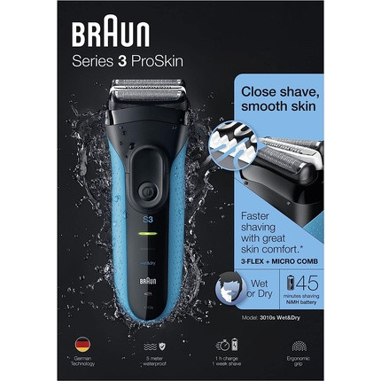 Braun Series 3 ProSkin Electric Shaver for Men with Precision Head Cordless Wet & Dry 3010s Black/Blue - Which? Great Value