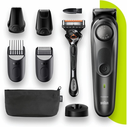 Braun Beard Trimmer 7 BT7340 Men's Beard Trimmer, Hair Clipper, Face Hair Clipper, Reliable Blades, 39 Length Settings, Black/Grey