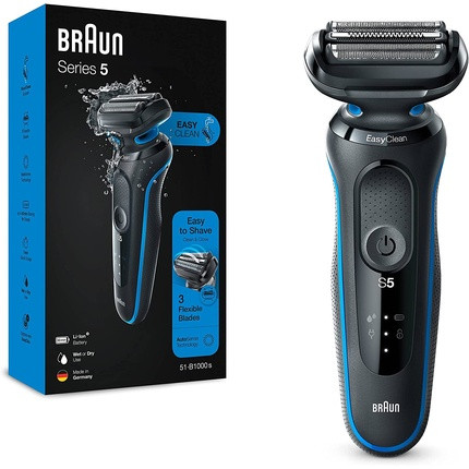 Braun Series 5 Men's Electric Shaver EasyClean Wet & Dry Rechargeable Cordless 51-B1000s Blue