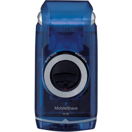 Braun PocketGo Mobile Shave Electric Travel Shaver for Men Fully Washable Portable Shaver With Travel Lock Blue