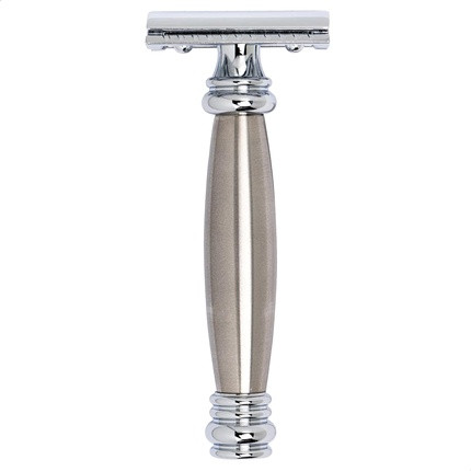 MERKUR 43C Safety Razor Stainless Steel and Chrome Straight Cut Closed Comb Ideal for Wet Shaving Zinc Die-Cast Brass Handle Made in Germany