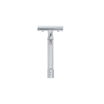 MERKUR Classic Safety Razor in Folding Case with Glanzchrom Blades 33C Straight Cut Closed Comb Ideal for Wet Shaving Brass Handle Made in Germany