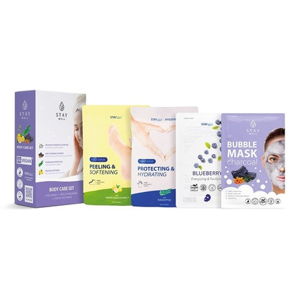 Combined Masks: Climate Neutral + Bubble + Hand + Foot Masks 4 Pieces STAY WELL