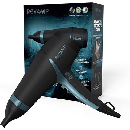 REVAMP Progloss 4000 Advanced Protect & Care Hair Dryer Lightweight Portable Professional Blow Dryer with Concentrator Nozzle Attachment