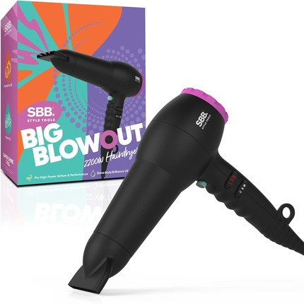 SBB Style Tools Big Blowout Power 2200W Hair Dryer Lightweight Fast Drying 4 Heat and 2 Speed Settings with Macadamia and Argan Hair Oil for Frizz Control