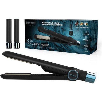 Revamp Progloss iGen Wireless Ceramic Flat Iron - Portable, Cordless Flat Iron with Ultra-Fast Digitally Controlled Heat, Auto Shut-Off, USB Charging Cable - Travel Must-Have