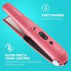 REVAMP Liberate Cordless Hair Straightener Compact Lightweight Portable Straightening Iron Ceramic Ionic Flat Iron Plates Travel Lock Heat-Resistant Travel Pouch Pink