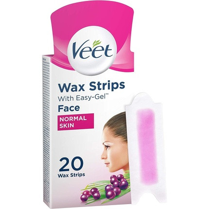 Veet Face Precision Wax Strips with Easy Grip for Normal Skin with Shea Butter and Berry Fragrance 20 Strips