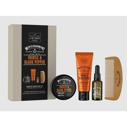 Scottish Fine Soaps Men's Grooming Thistle & Black Pepper Complete Beard Care Kit