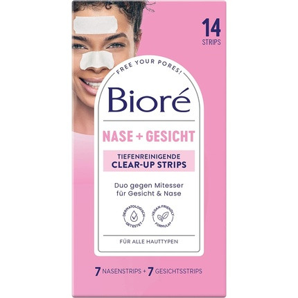 Biore Deep Cleansing Clear-up Strips 14 Strips - Face and Nose - Remove Blackheads and Impurities - All Skin Types