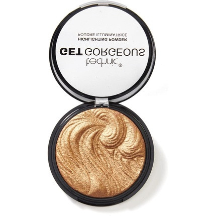 Technic Get Gorgeous Highlighting Powder Pressed Shimmer Face Makeup Compact for a Golden Glow Shade 24CT Gold 1 count