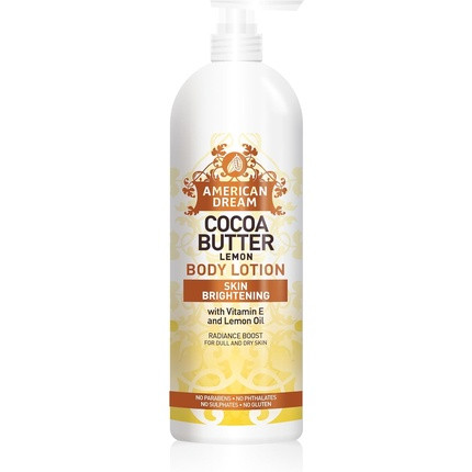 American Dream Radiance Boost Cocoa Butter Body Lotion with Lemon Oil and Vitamin E for Dull and Dry Skin 750ml