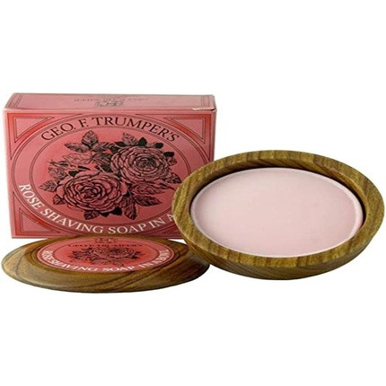 Geo F Trumper Wooden Shaving Bowl with Rose Shaving Soap Refill 1 Count