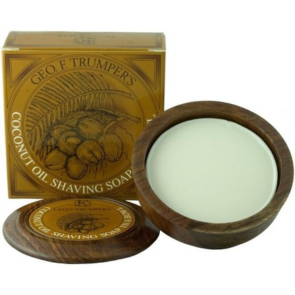 Geo F Trumper Wooden Shave Bowl Coconut for Sensitive Dry Skin