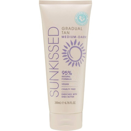 Sunkissed Gradual Tan Medium - Dark 200ml 95% Natural Formula Vegan Cruelty Free Shea Butter