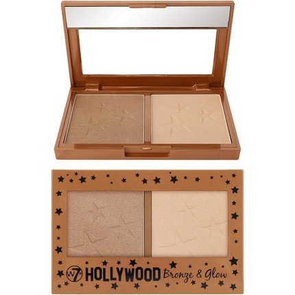 W7 Hollywood Bronze & Glow Pressed Powder Duo Shimmer Bronzer & Highlighter Vegan Makeup