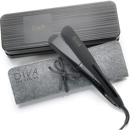 Diva Pro Styling Wide Digital Straightener and Styler with Macadamia Argan Oil Keratin Infused Ceramic Plates PRO218 Black