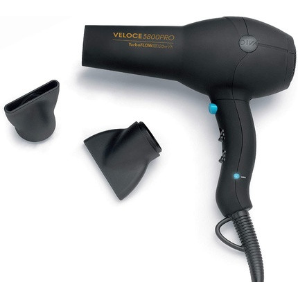 Diva Pro Styling Veloce 3800 Pro Dryer Black 2200W Professional Hairdryer with Ionic Conditioning