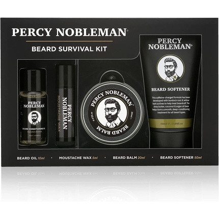 Percy Nobleman Beard Survival Kit with Beard Oil, Balm, Wax, and Softener