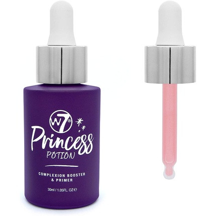 W7 Princess Potion Face Primer Drops Purple Makeup Base for Flawless Bright Skin - Vegan