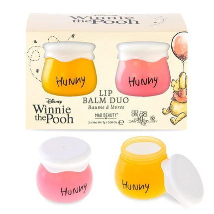 MAD BEAUTY Disney Winnie the Pooh Hunny Honeypot Vanilla and Honey Lip Balm Duo - Scented and Fragranced - Great Gift