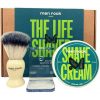 Men Rock The Life Shaver Shaving Gift Set for a Barber Standard Wet Shave with Shave Cream, Synthetic Shaving Brush, and Drip Stand Sicilian Lime and Spicy Black Pepper Fragrance