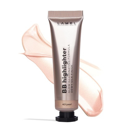 Lamel Dewy Cream BB Highlighter Lightweight Buildable Glossy Radiant Natural-looking Non-Greasy Moisturizing Long-Lasting Formula Flawless Skin-Brightening 401 Pearl 0.3 Fl Oz