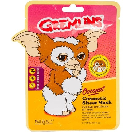 Accentra Mad Beauty Gremlins Face Mask Moisturizing & Soothing Sheet Mask Coconut Scent