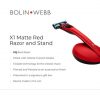 Bolin Webb Razor and Stand in Matte Red with Gillette Fusion5 Blade Cartridge Technology Luxury Razors for Men - Giftable X1 Style