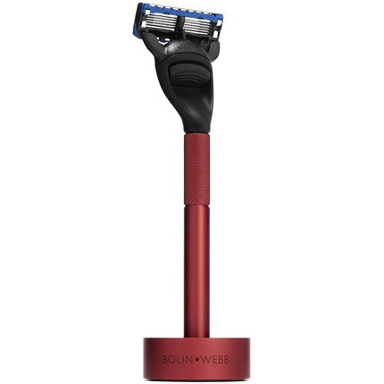 Bolin Webb Generation Razor and Stand in Red with Gillette Fusion5 Blade Luxury Razor for Men