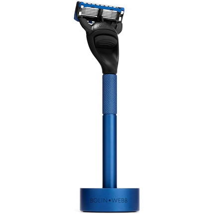 Bolin Webb Generation Razor and Stand in Blue with Gillette Fusion5 Blade Luxury Razor for Men