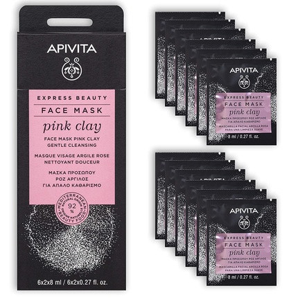 APIVITA Express Beauty Face Mask with Pink Clay Gentle Cleanser 12 Packets 0.27 Fl Oz